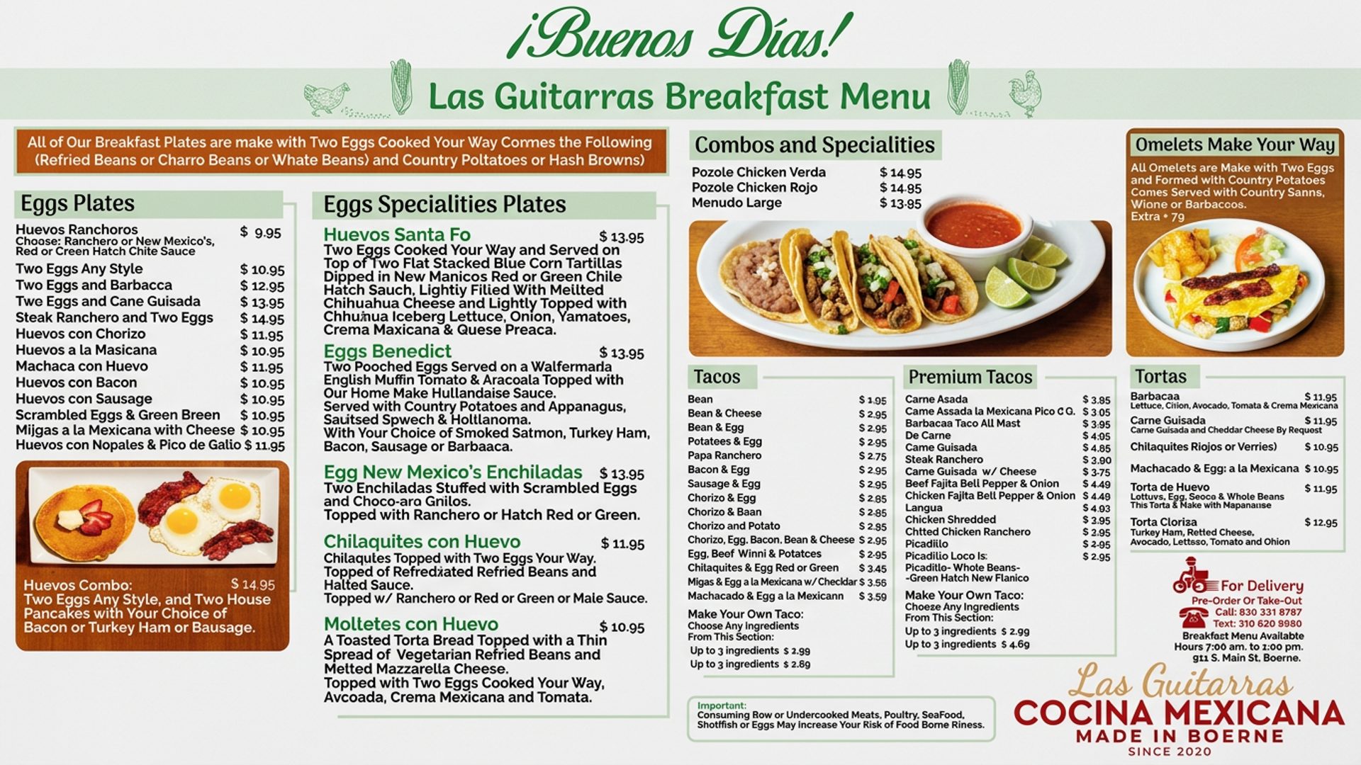 The breakfast menu