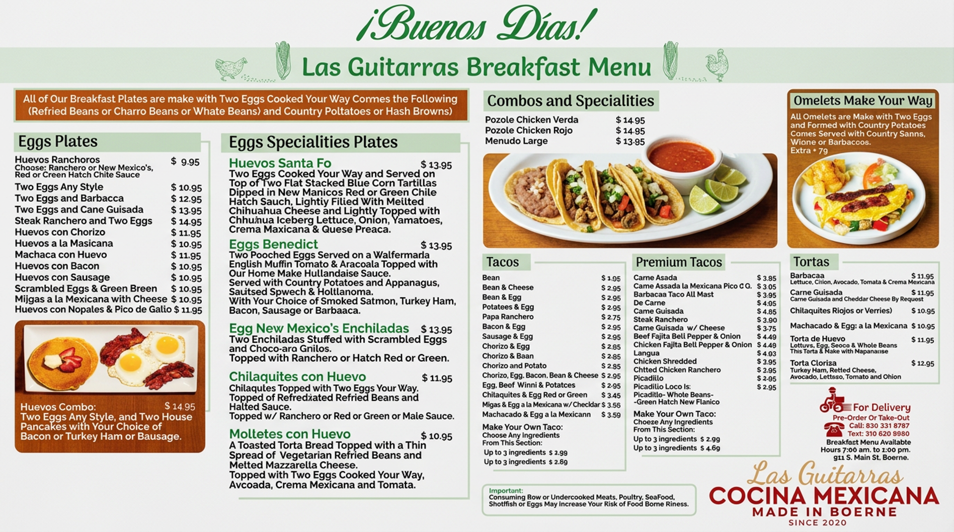 The breakfast menu